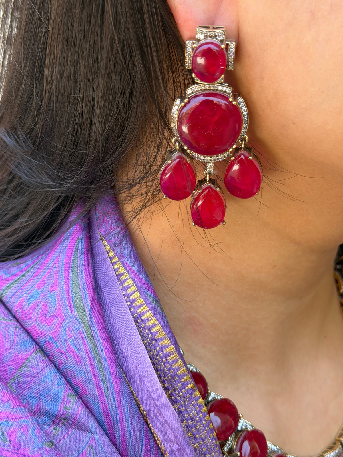 Manya Ruby Doublet Necklace Set