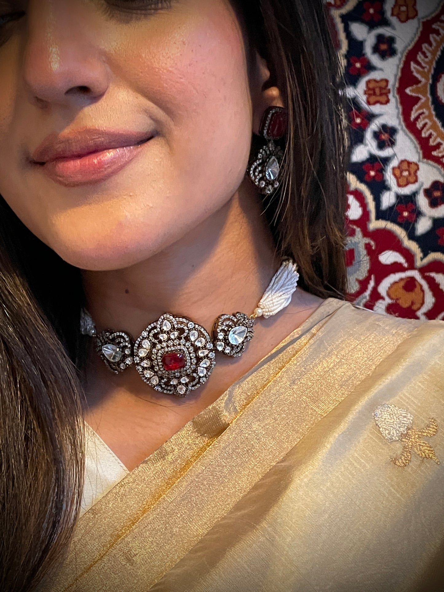 Jharoka Ruby Victorian Choker