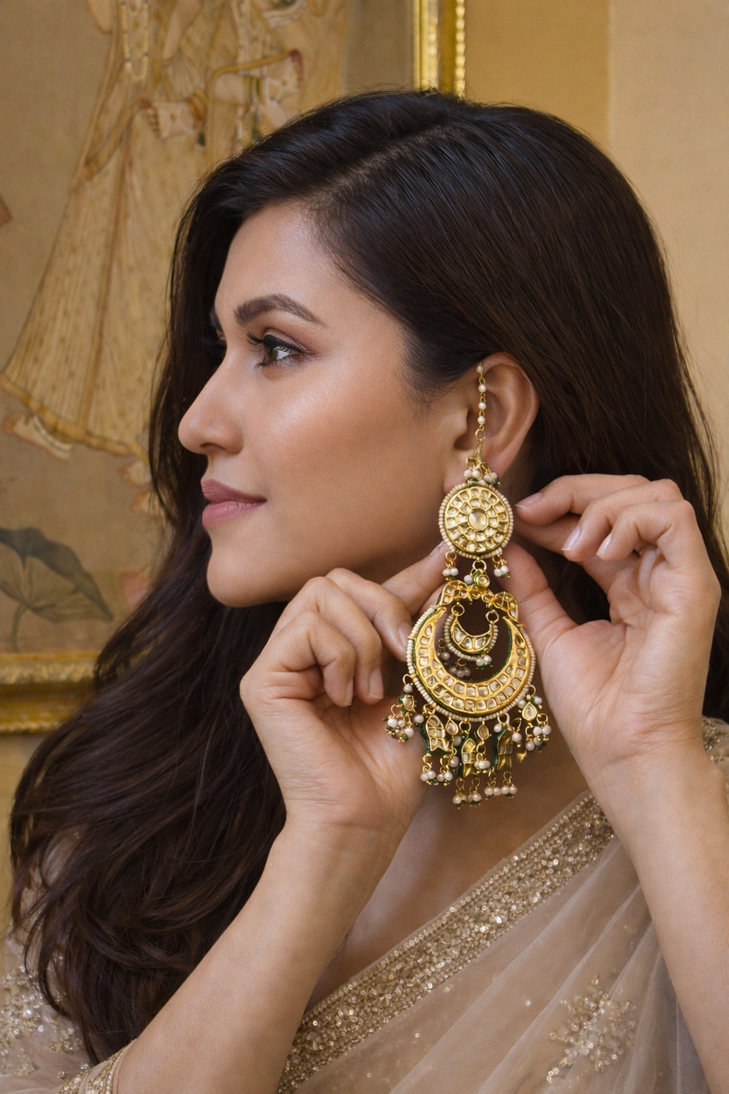 Shraddha Kundan Statement Earrings