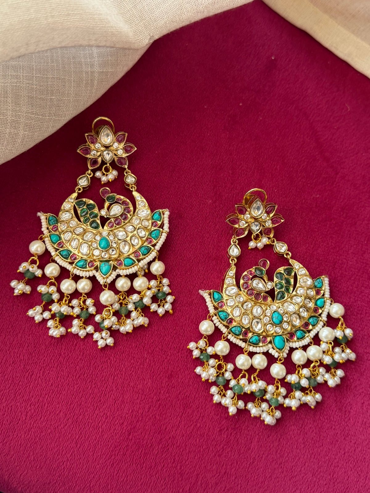 The Mormukh Kundan Polki Chaandbaali Earrings