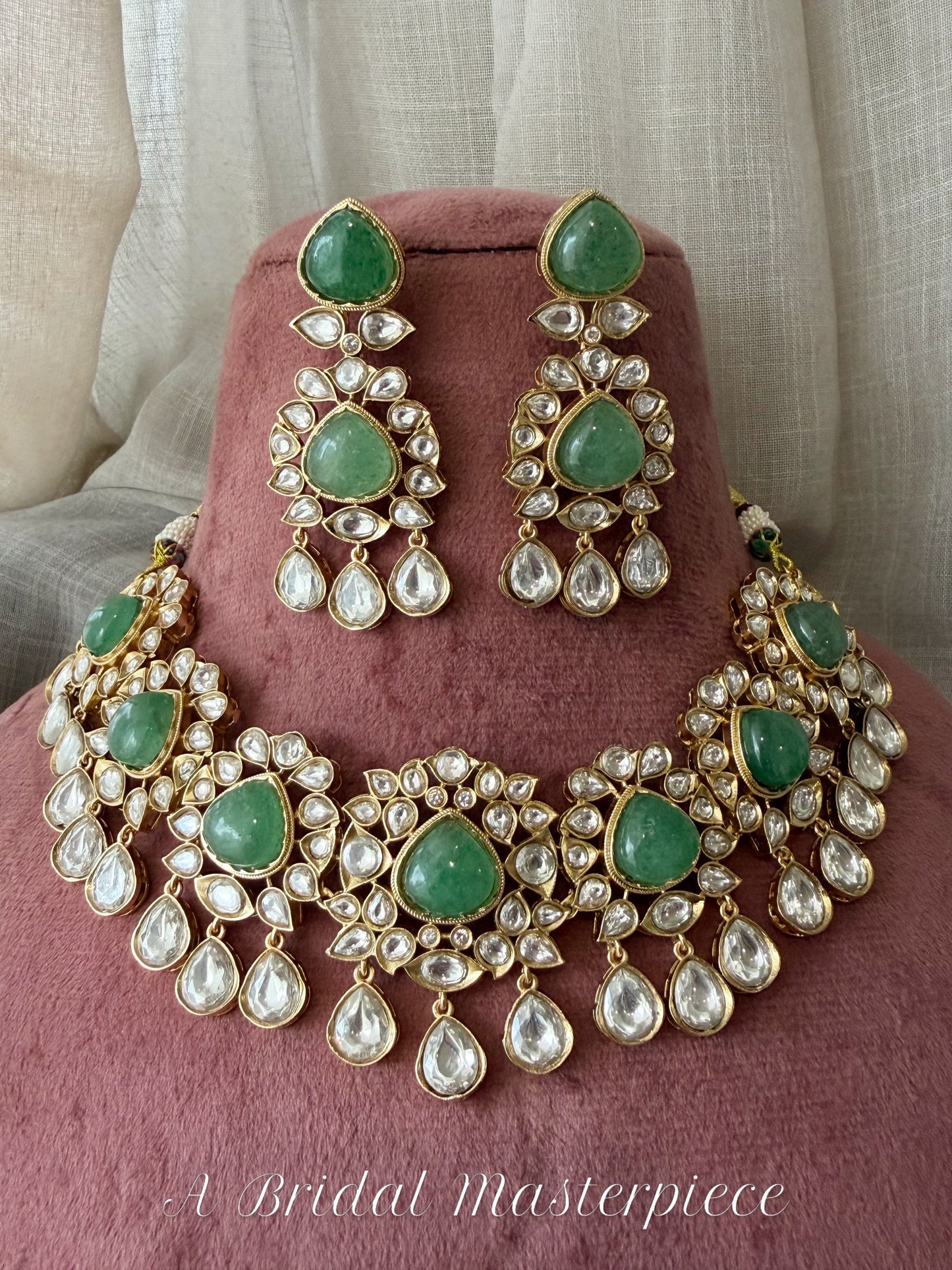 Harago Bridal Kundan Polki & Emerald Necklace Set