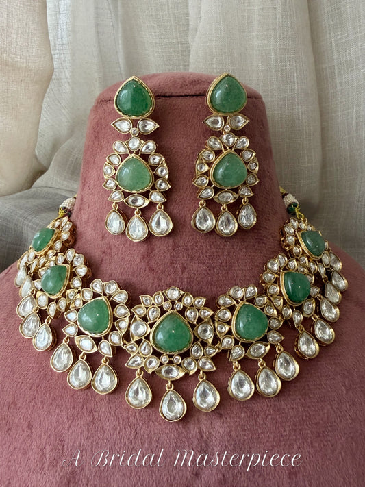 Harago Bridal Kundan Polki & Emerald Necklace Set