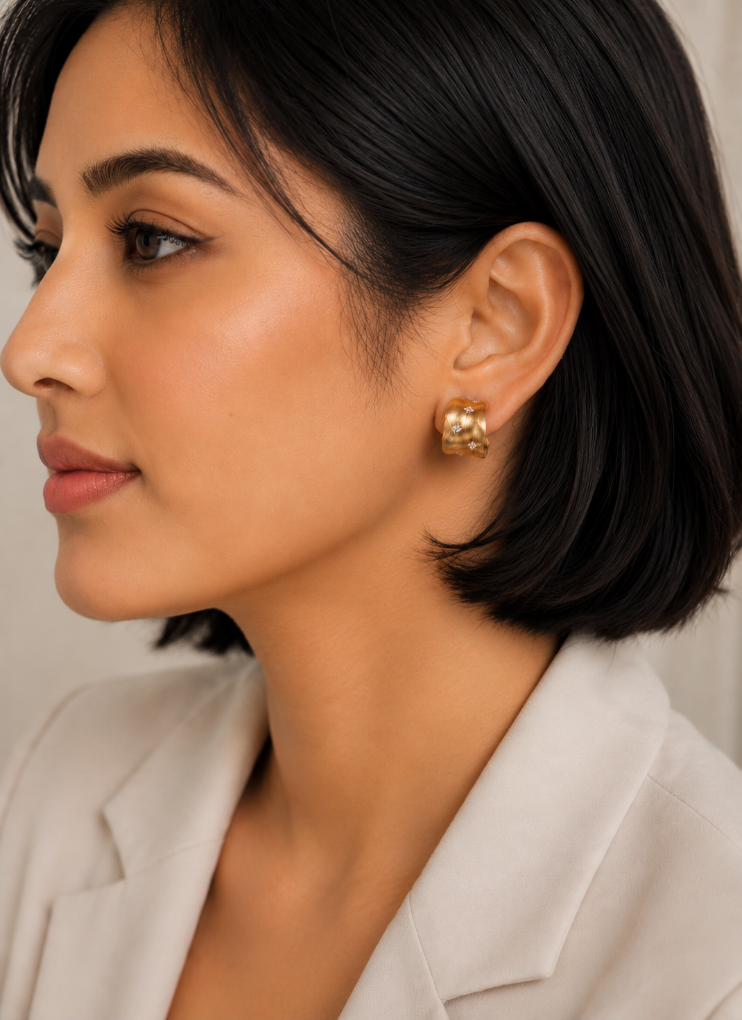 Jeanie Brushed Gold Hoops
