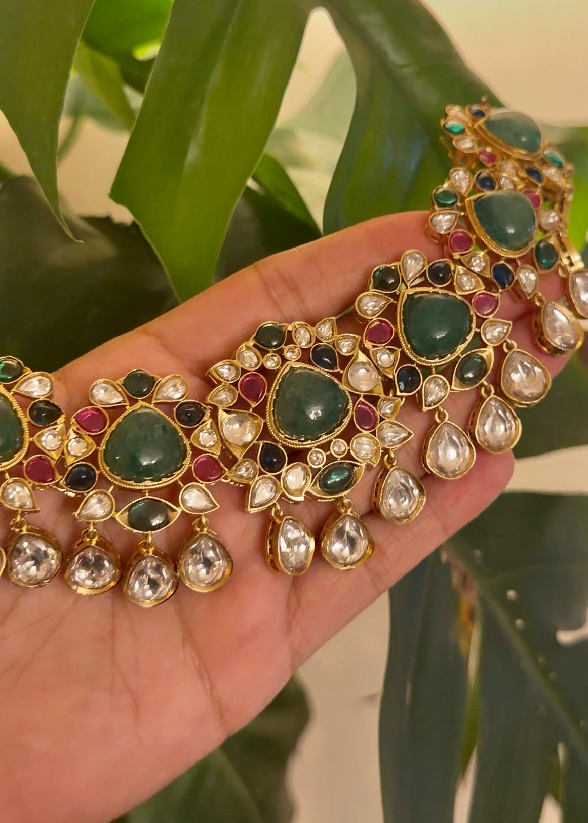 Sol Multicolour Bridal Polki Kundan Necklace Set