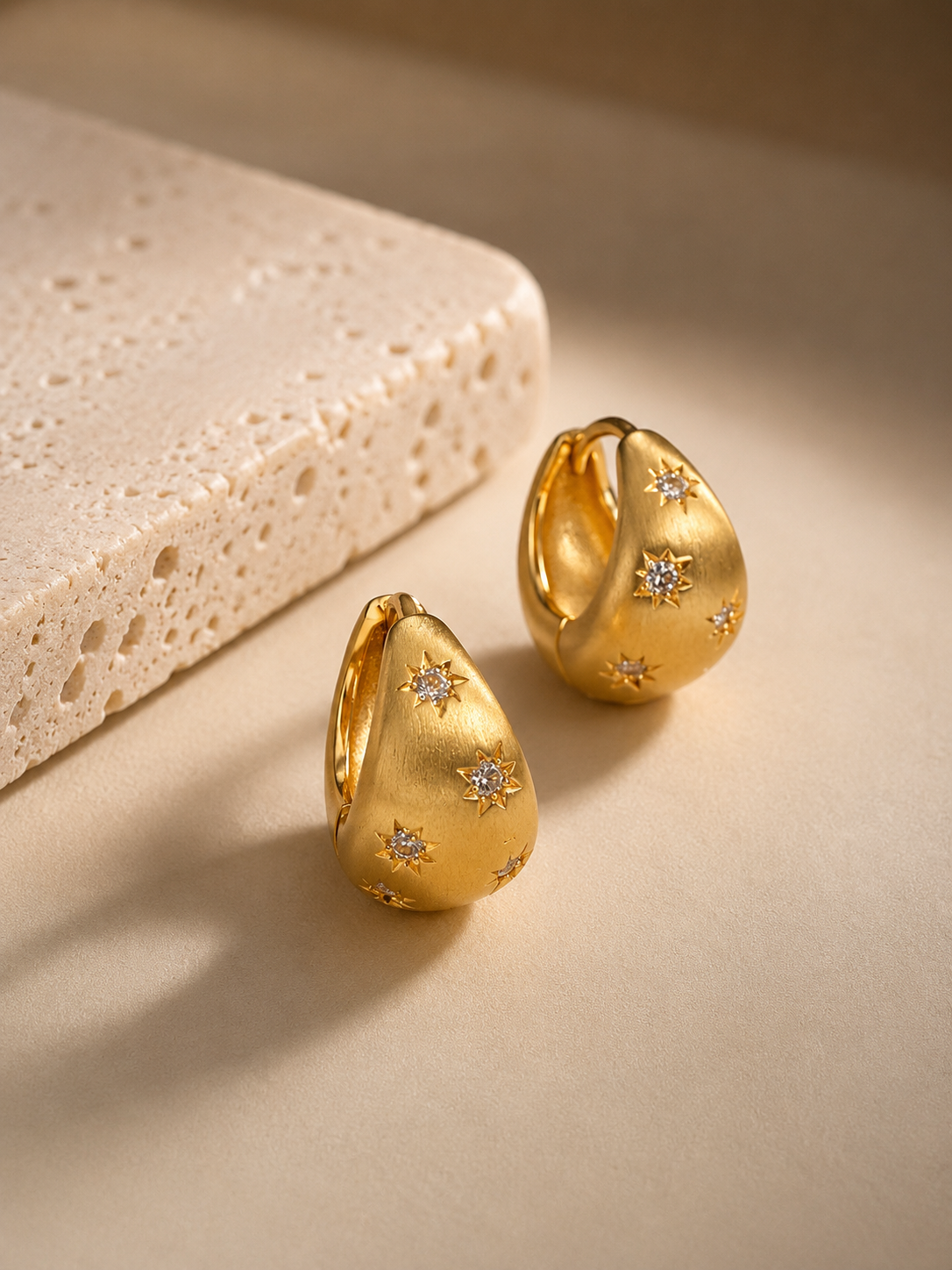 Jess Brushed Gold Mini Hoops