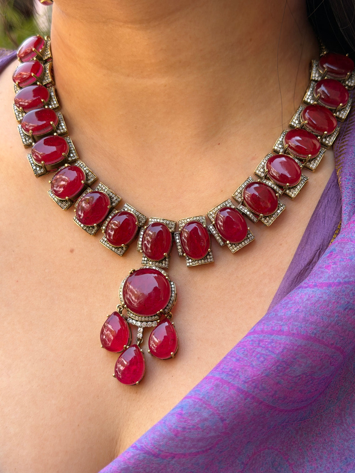 Manya Ruby Doublet Necklace Set