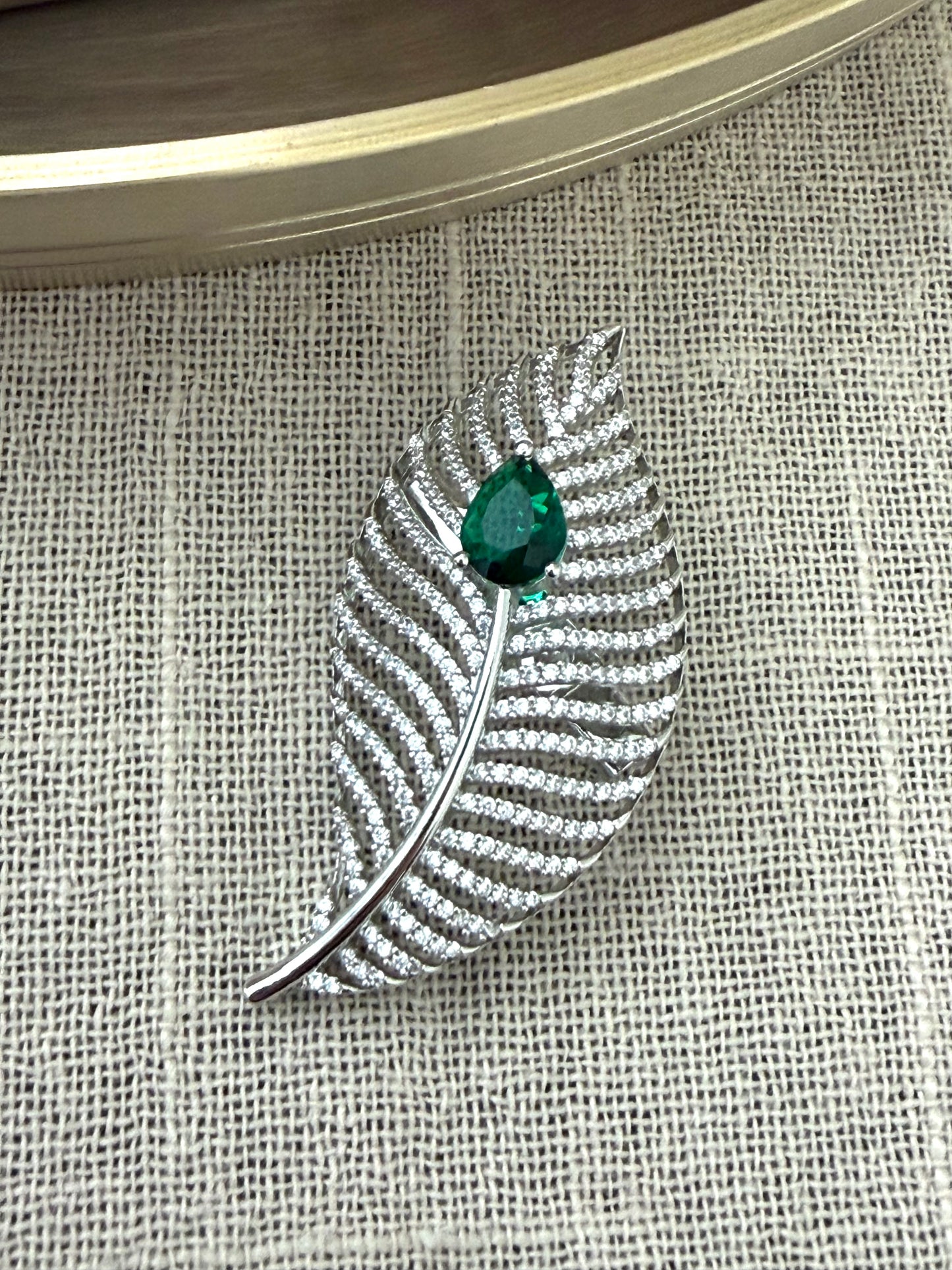 Pankh Emerald Brooch