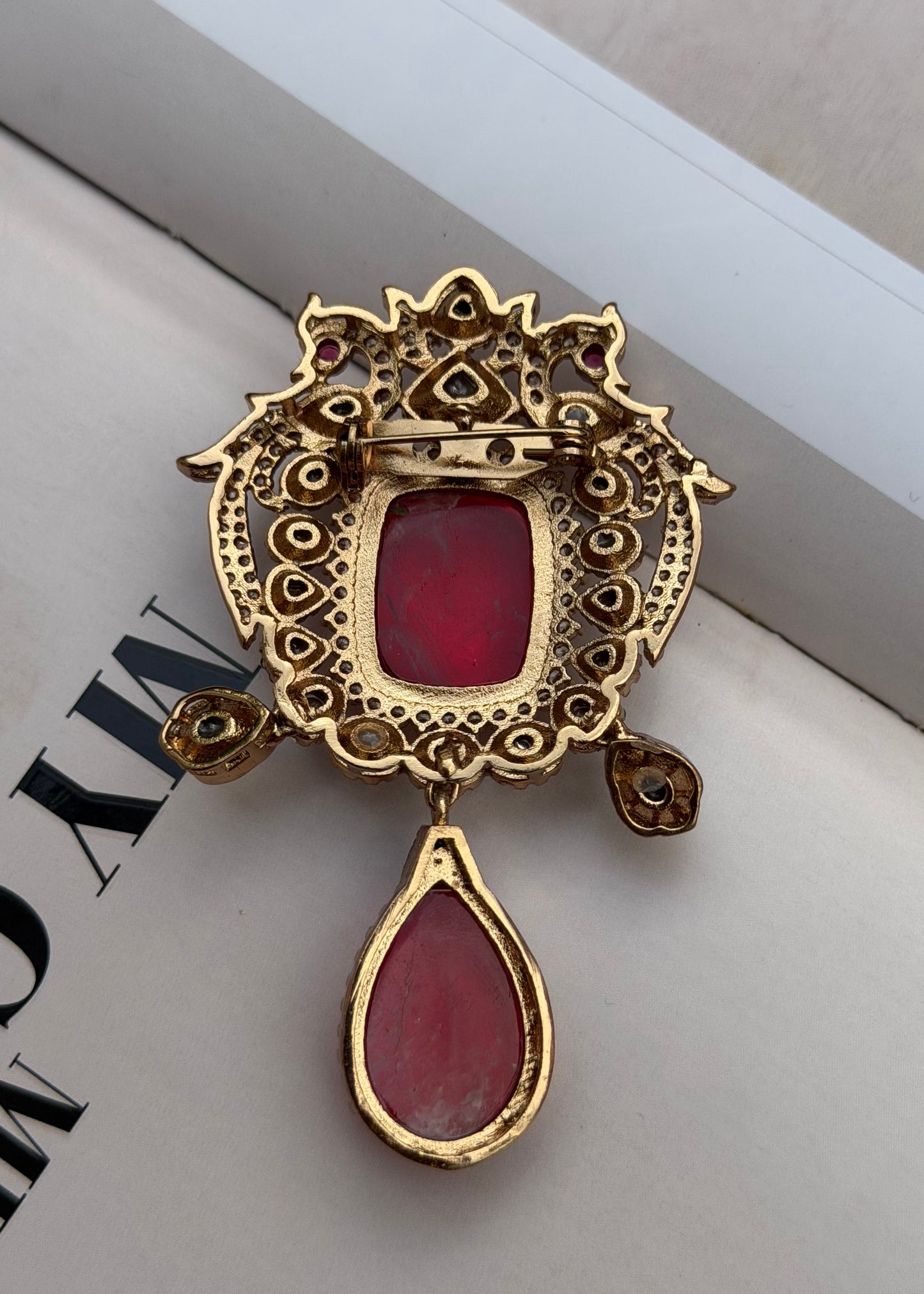 Saideep Regal Ruby Brooch for Mens Festive and Wedding wear
