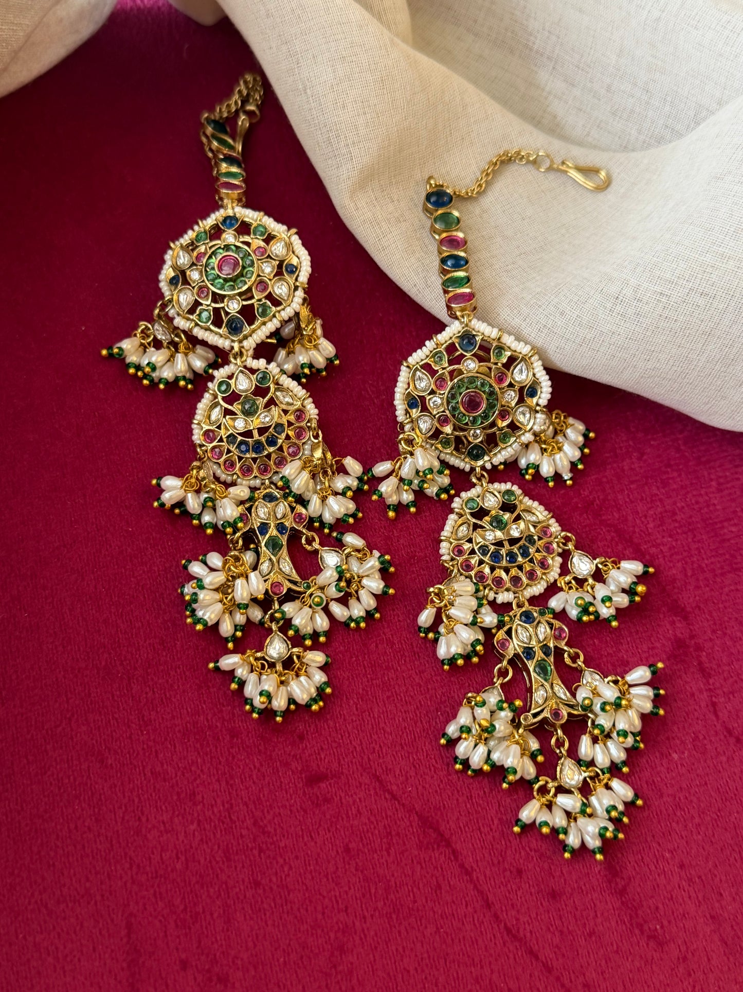 Magar Jodi Multicolour Chaandbaali Real Gold Look Earring
