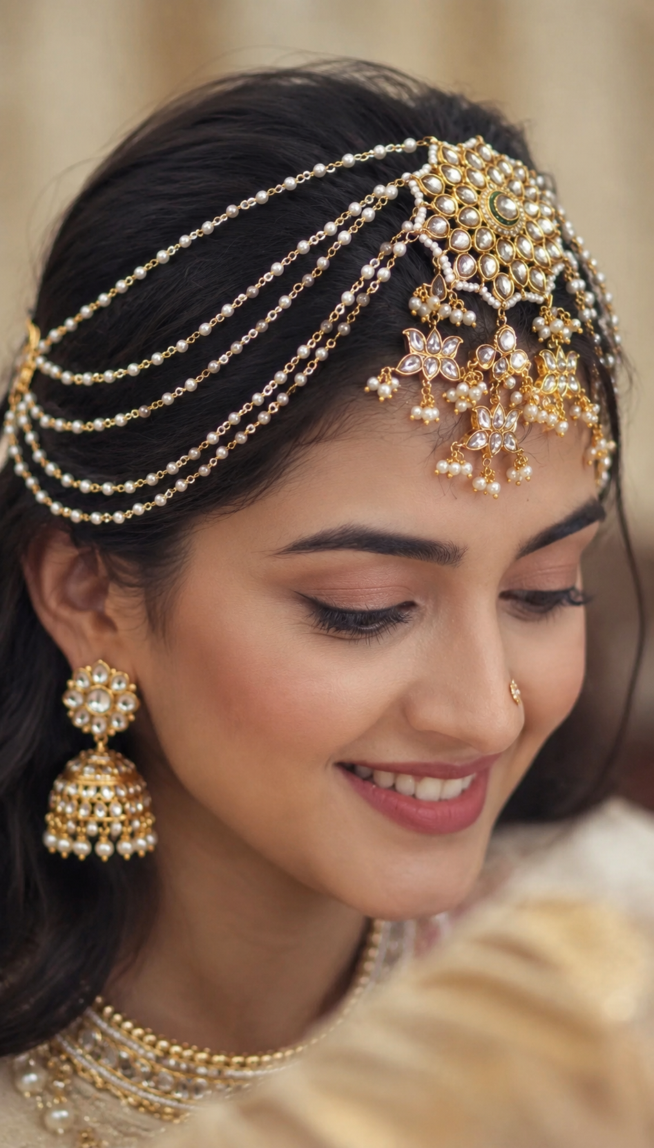 Devara Convertible Hair Clip to Necklace , multi use piece with Kundan & Pearls for Wedding & Festive Hairstyle