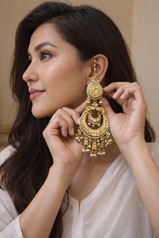 Shraddha Kundan Statement Earrings