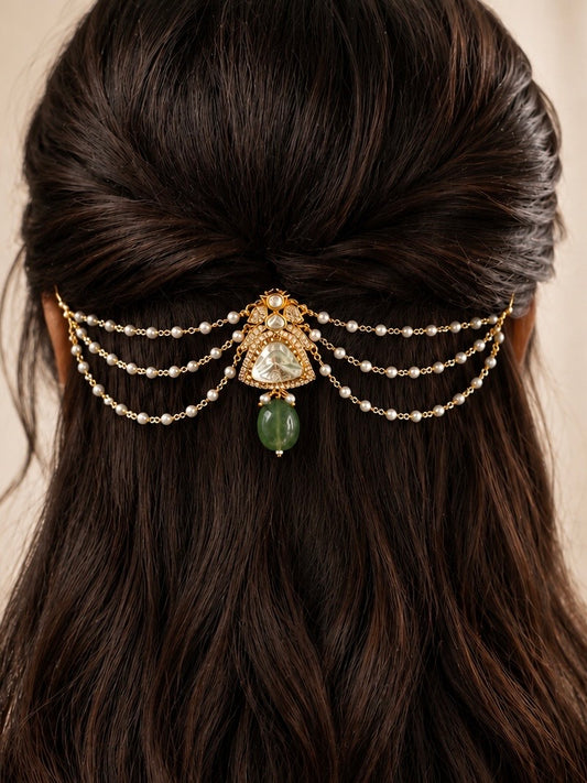 Vimaya Hair Pin with Pearl Sahara for Weddings and Festive Wear