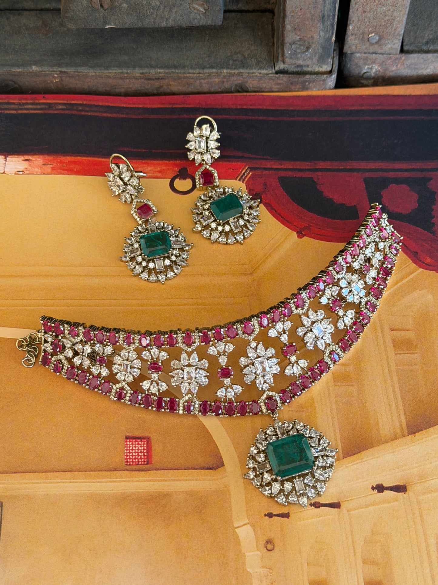 Ajita Ruby Emerald Necklace