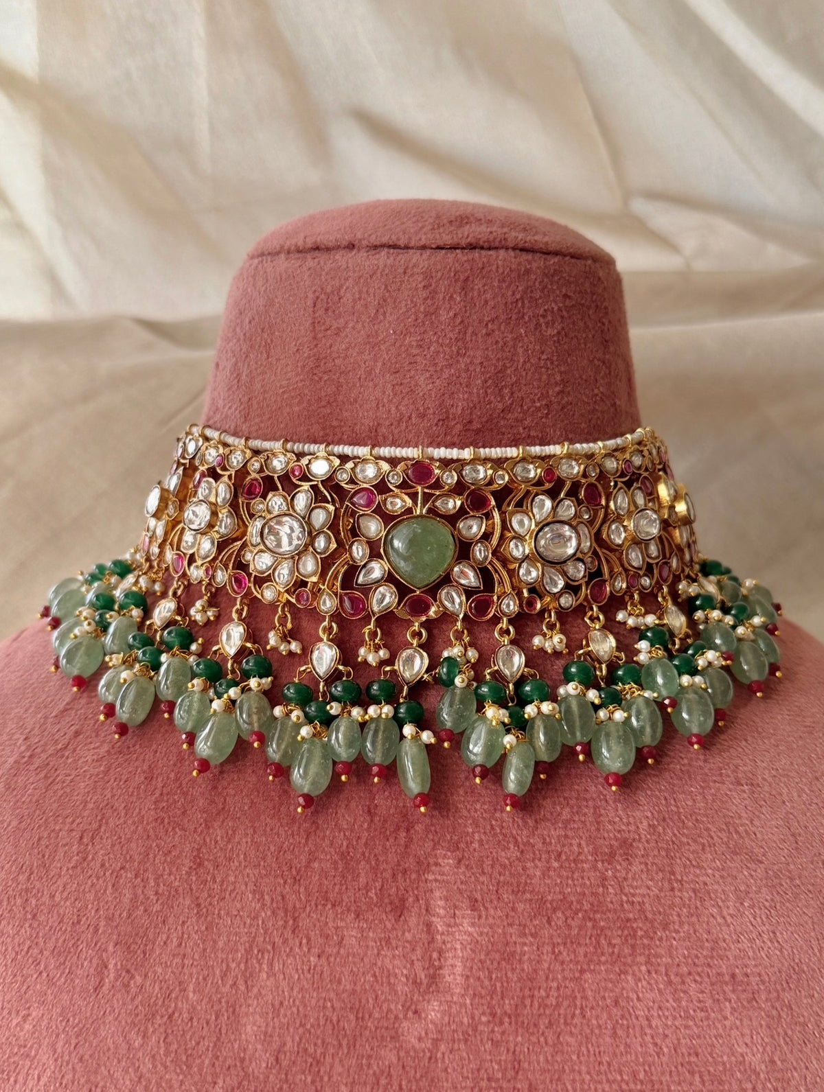 Moonja Polki Choker Necklace Set