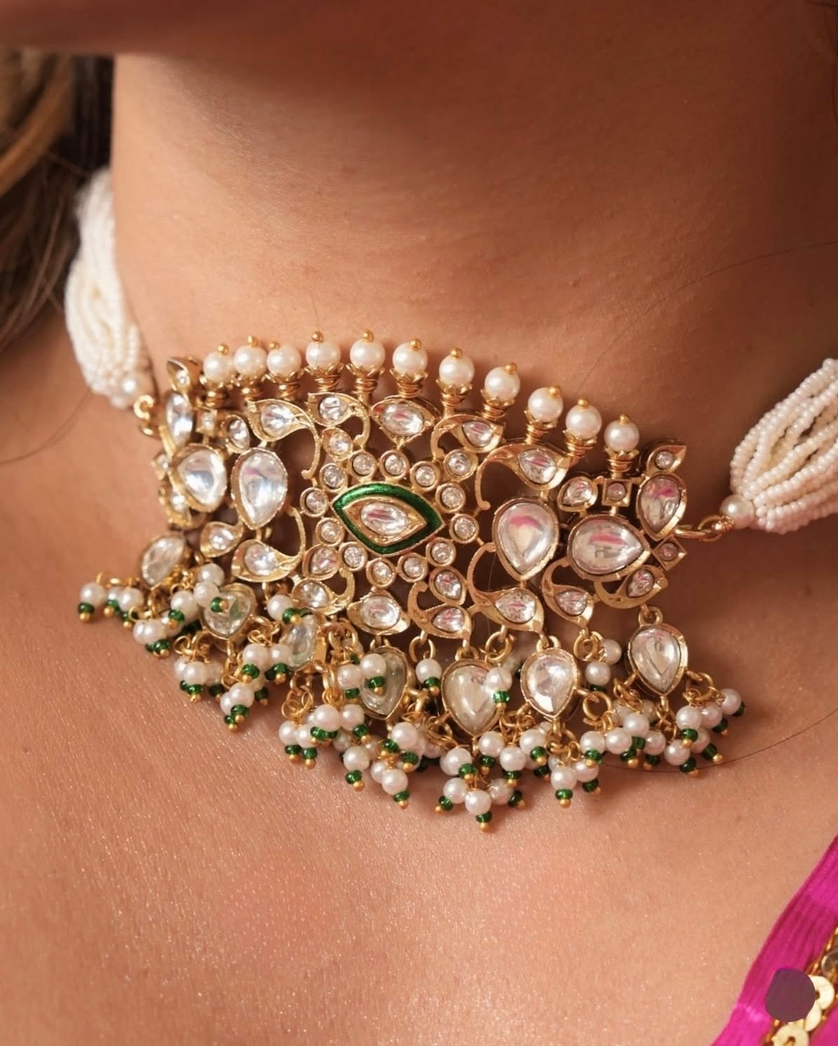 Karma Kundan Polki Jadau Real Looking Choker Necklace Set