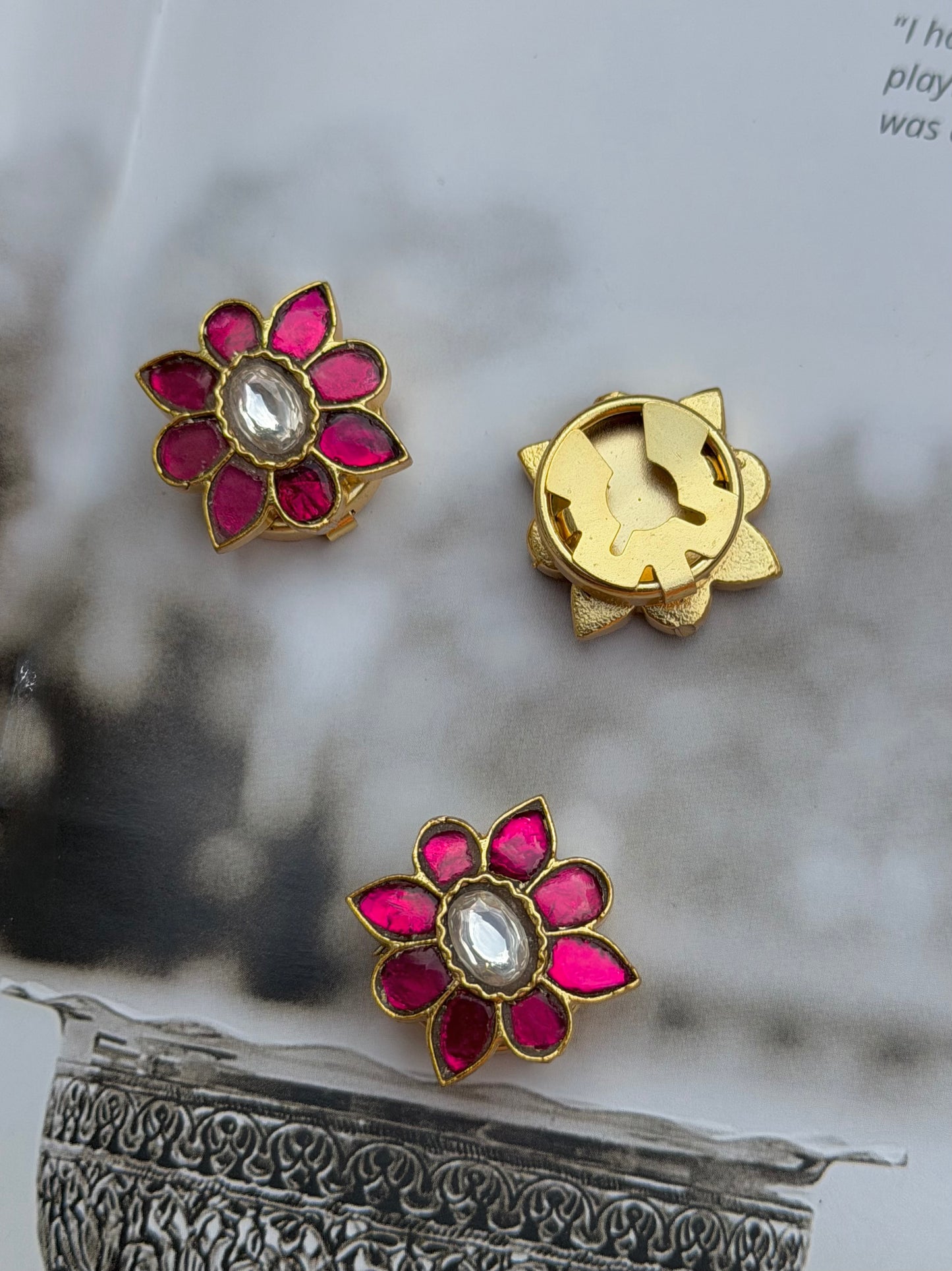 Kamyen Kundan Kurta/Shirt Button Set of 3