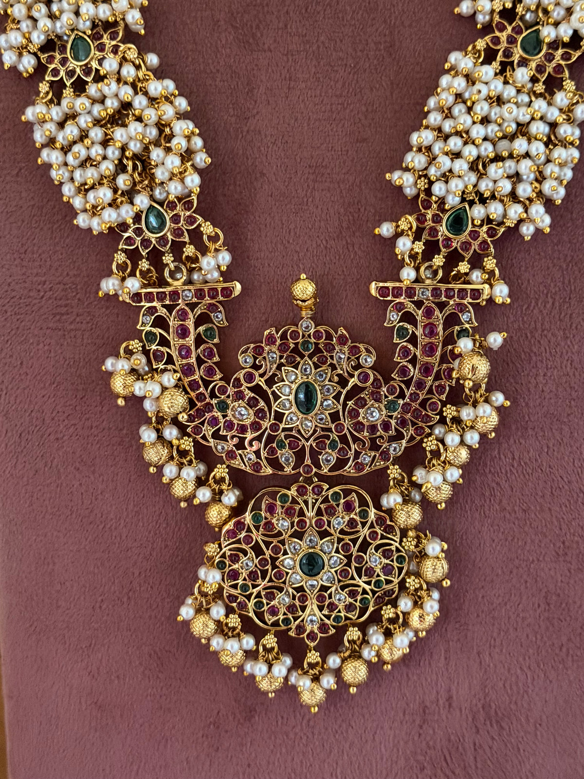 Abeer Pearl & Kemp Multicolour Haram Necklace Set
