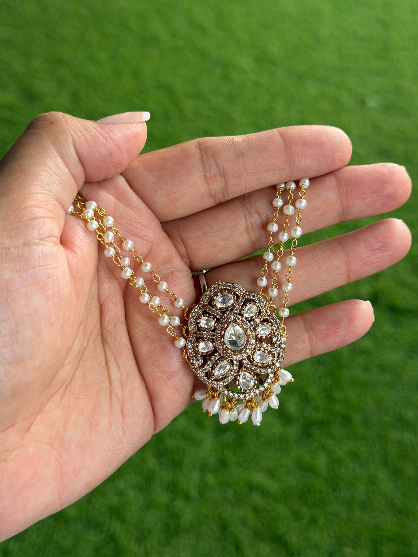 Dishina Hair Pin with Pearl Sahara for Weddings and Festive Wear