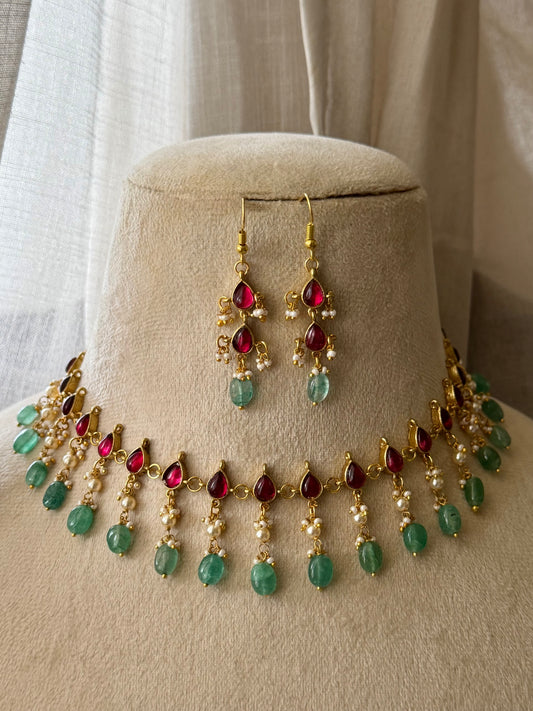 Kalpana Kempu Minimal South Necklace Set