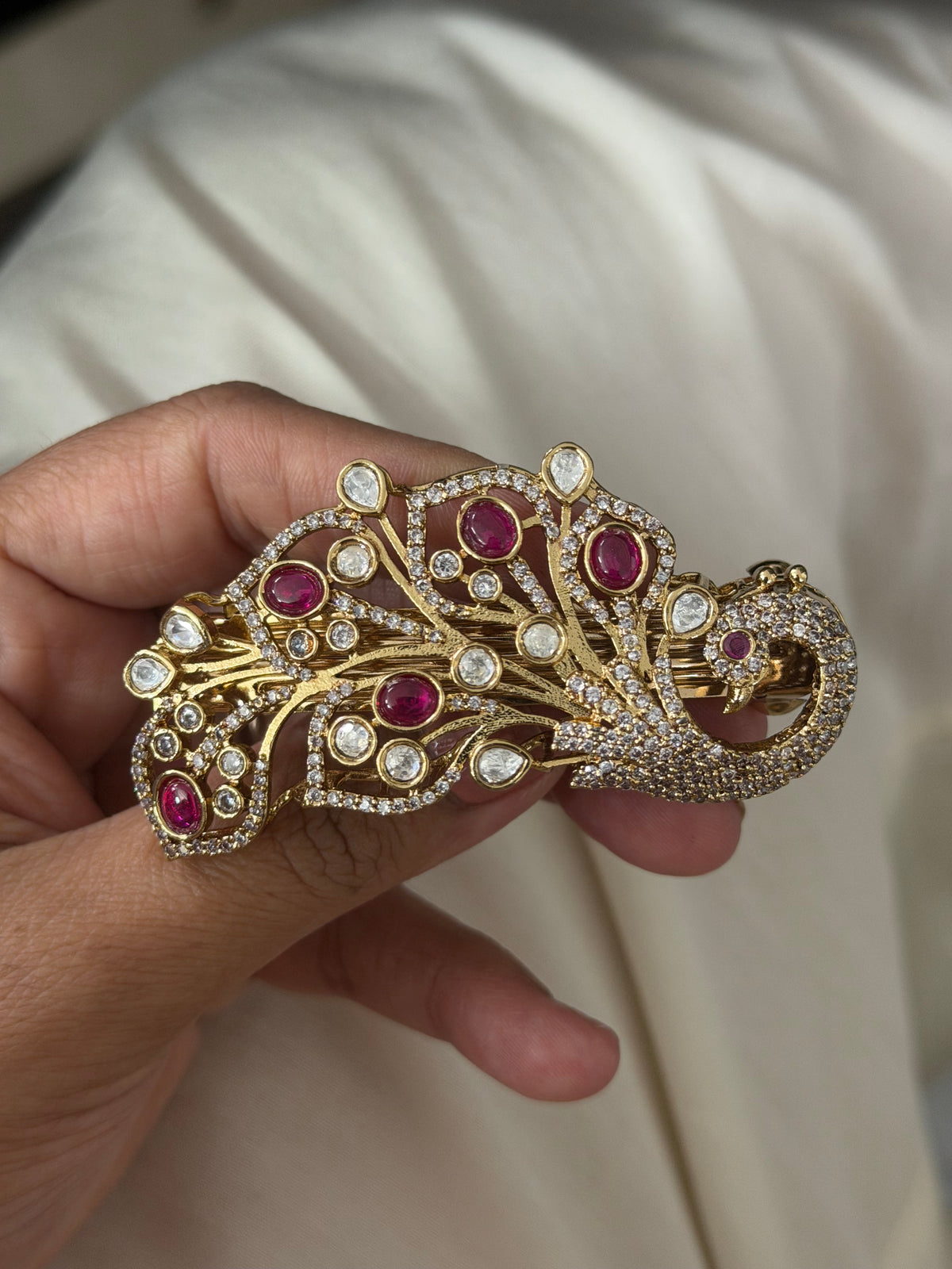 Mor Red Kundan Hairpin for Women