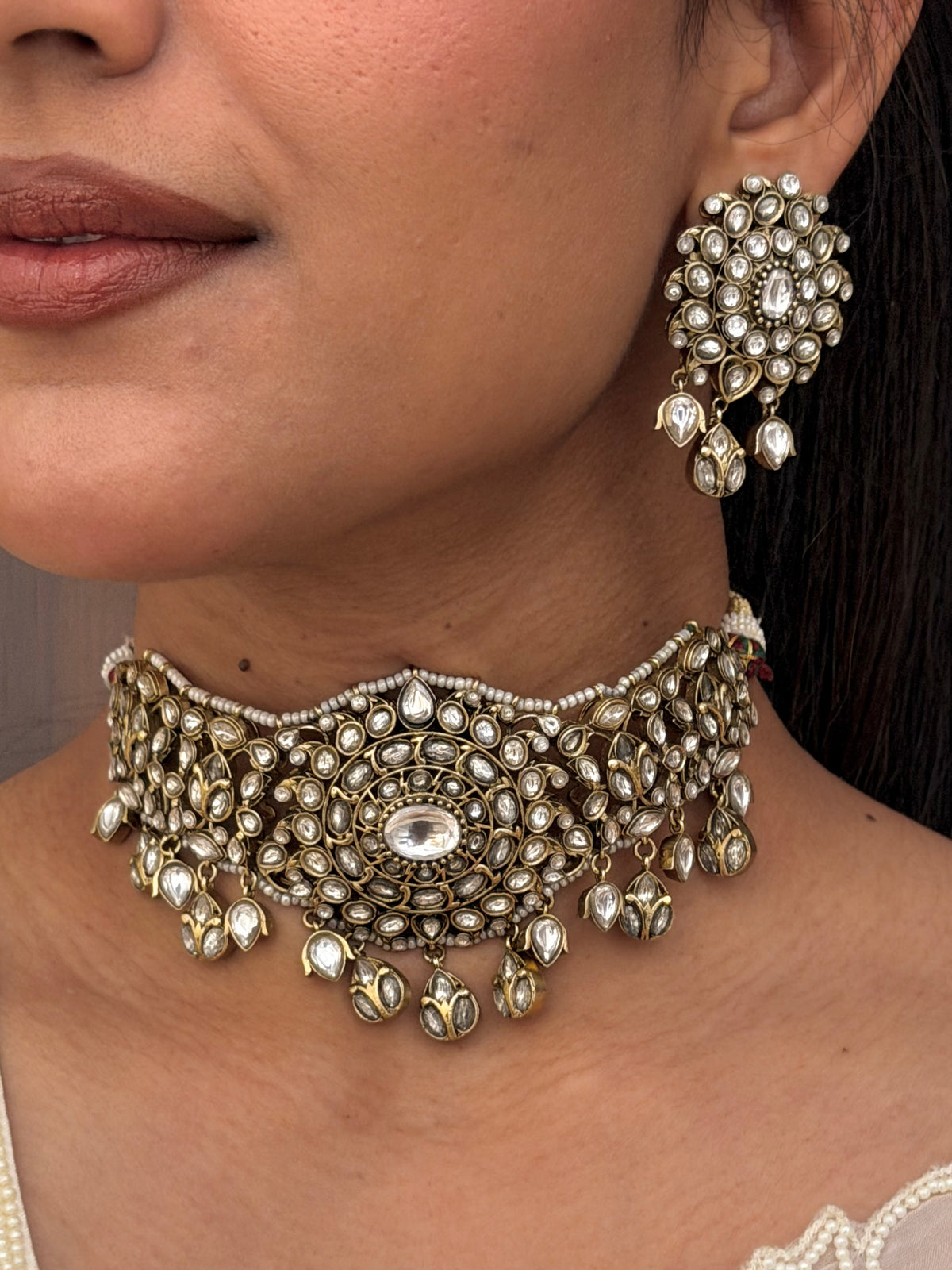 Sabrina Polki Choker Necklace Set