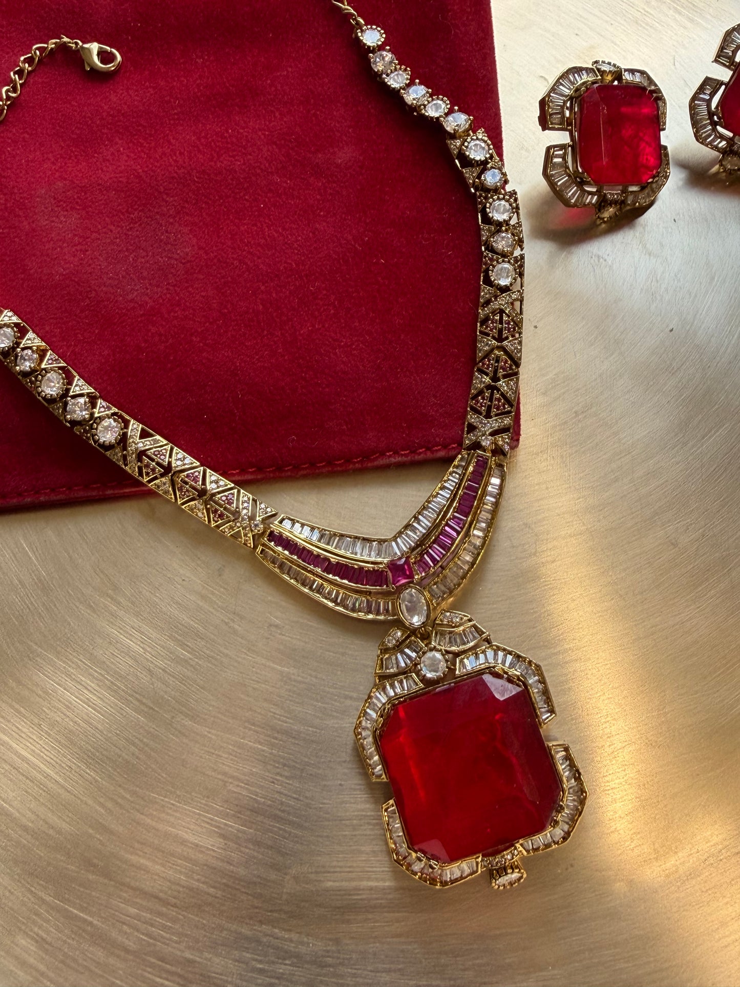 Kalam Ruby Necklace Set