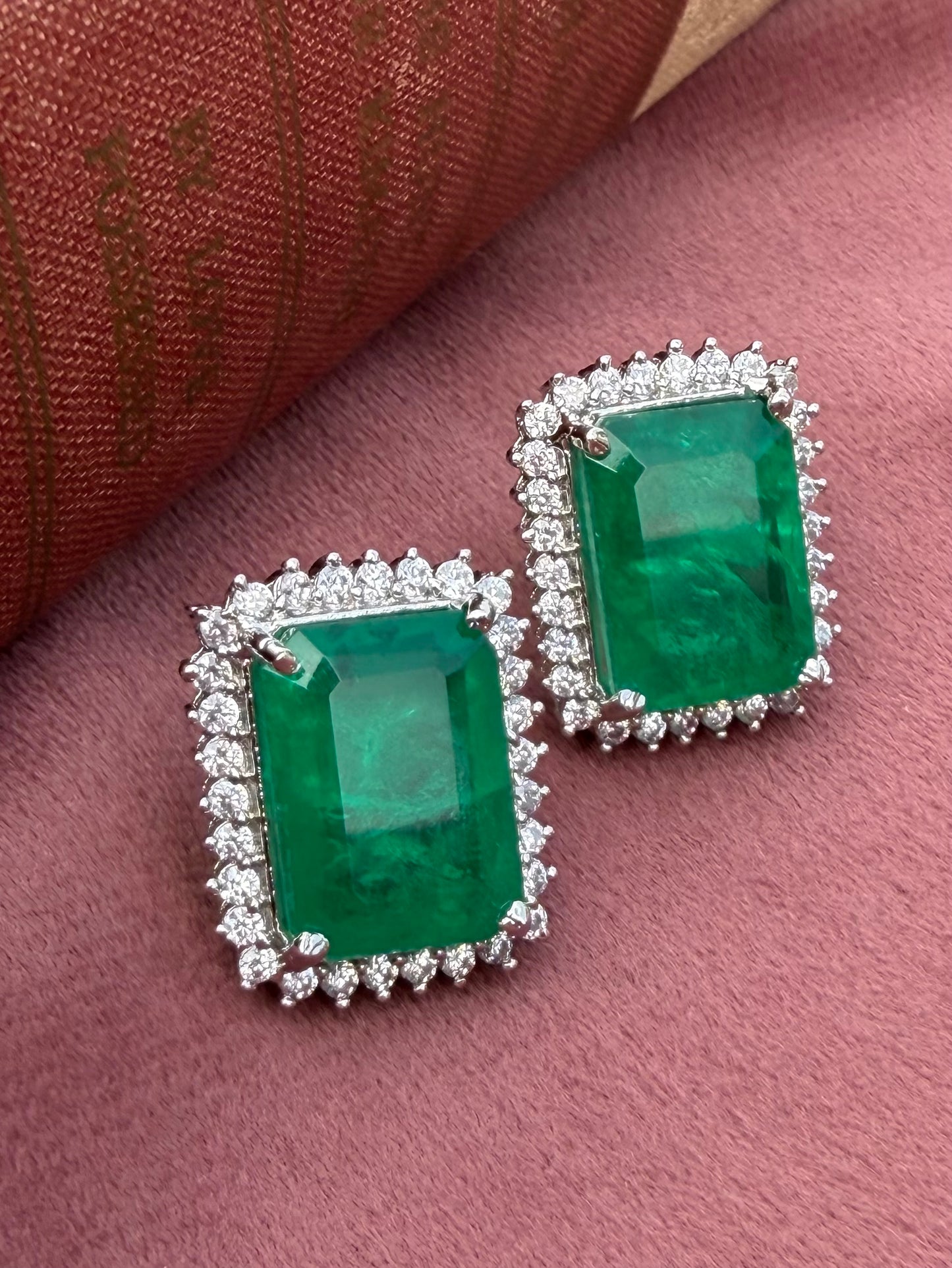 Stuti Emerald Zircon Stud Earrings