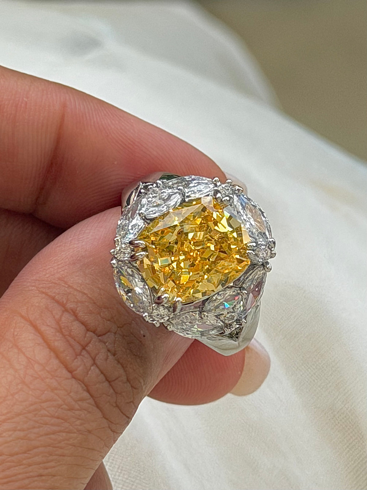 Haseena Yellow Diamond Zircon Ring- Adjustable