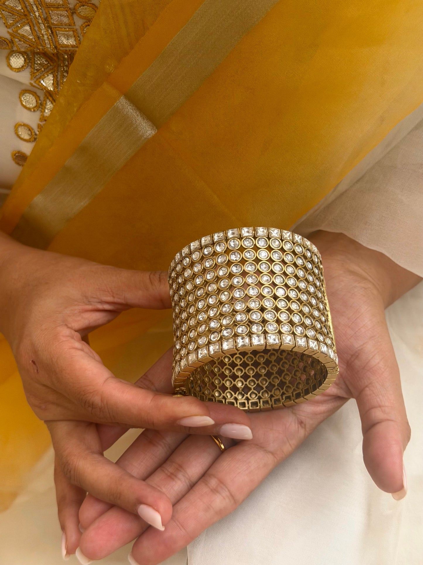 Kavya Kundan Statement Bangle- One size fits 2.4-2.6