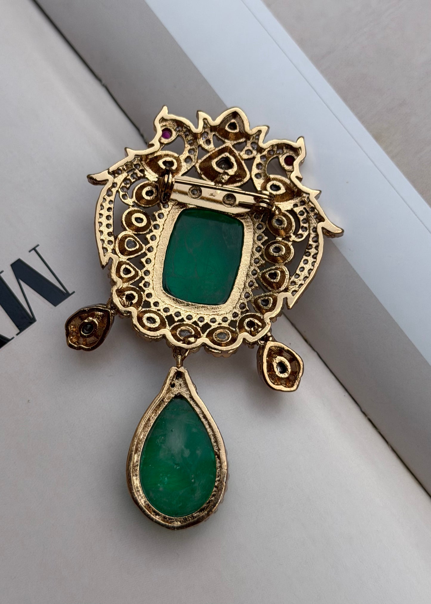 Saideep Regal Ruby Brooch for Men Festive/Wedding wear