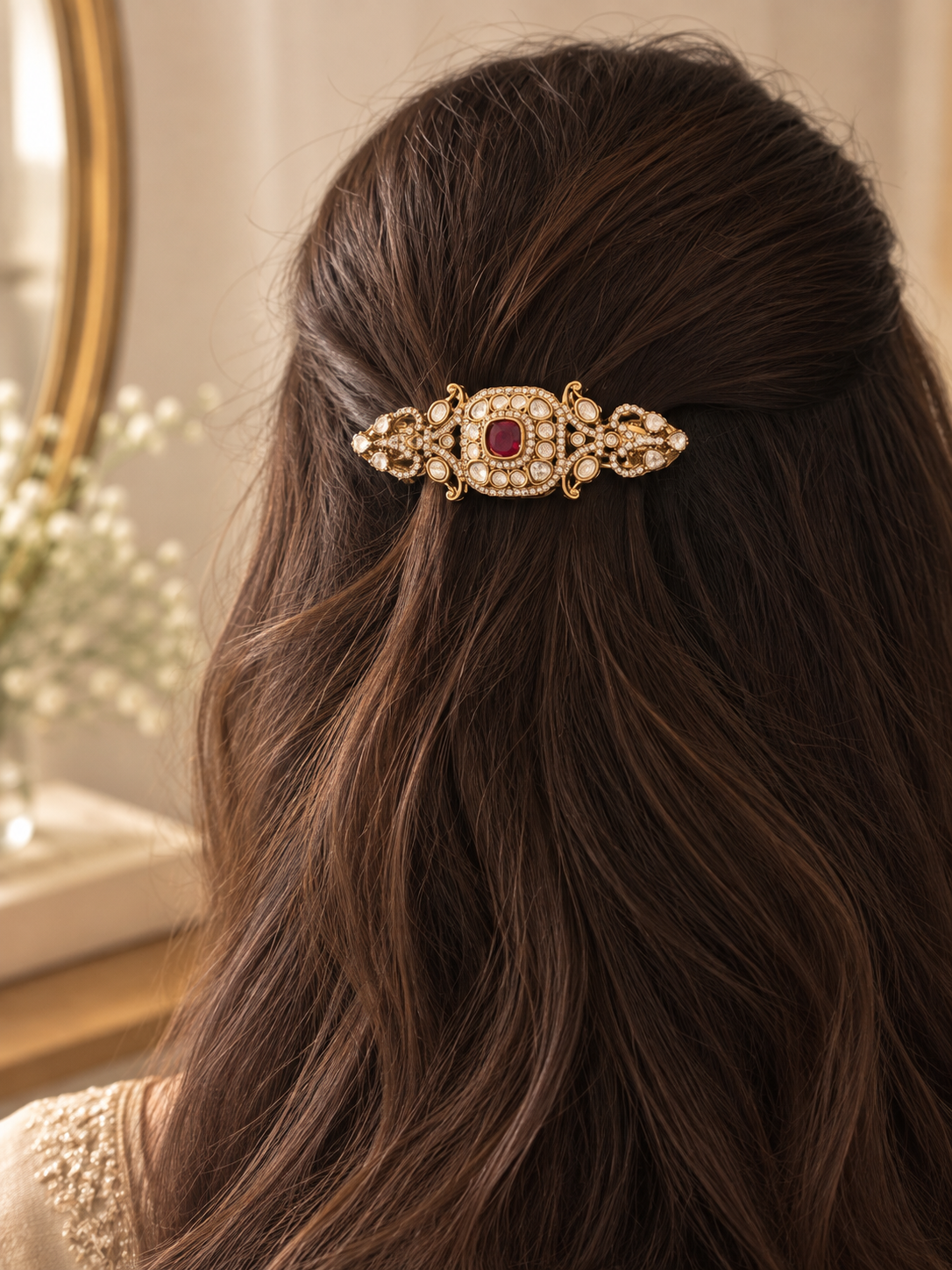 Rohza Ruby Red Polki Hairclip