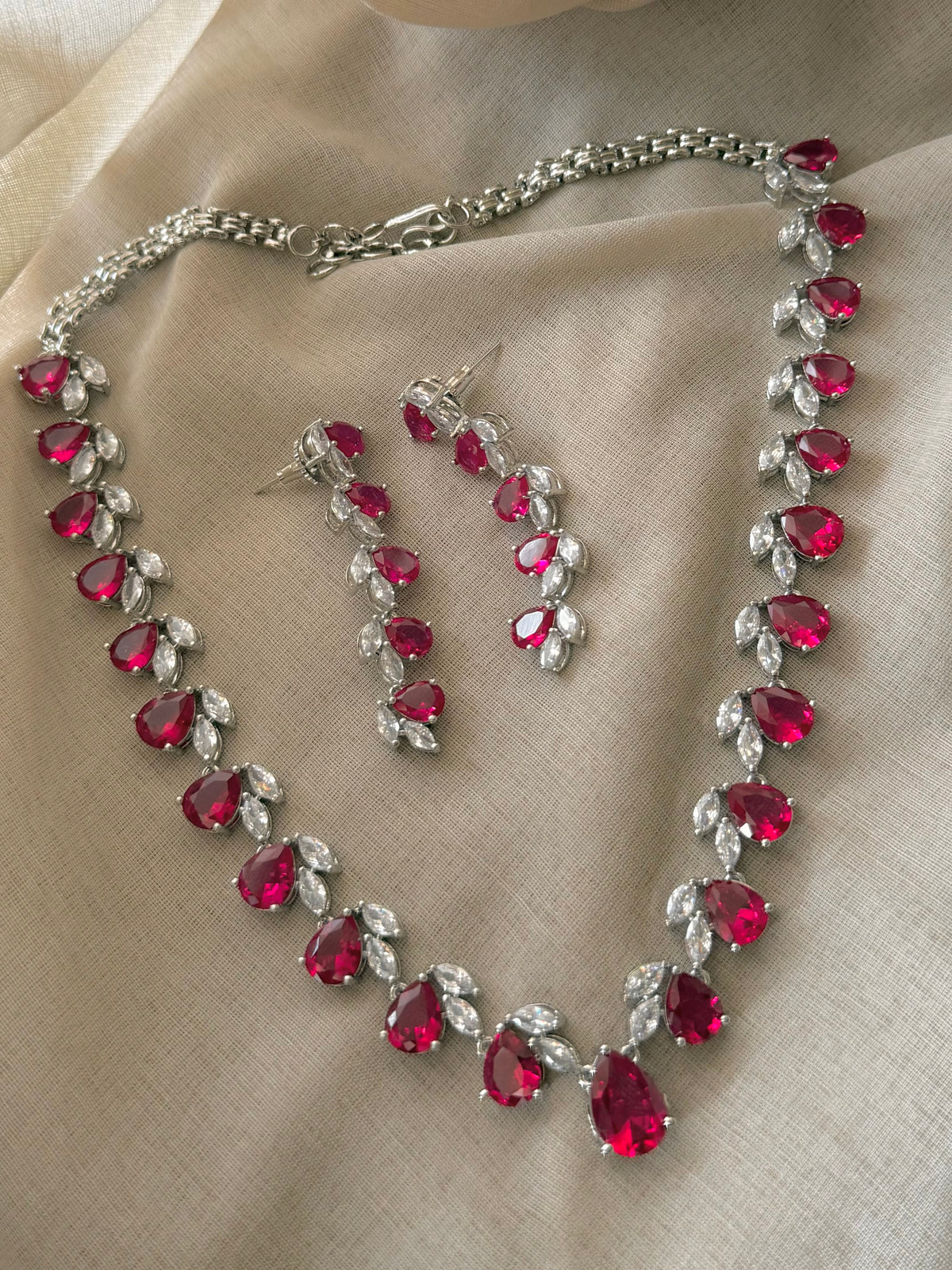 Sharvari Ruby Zircon Necklace Set