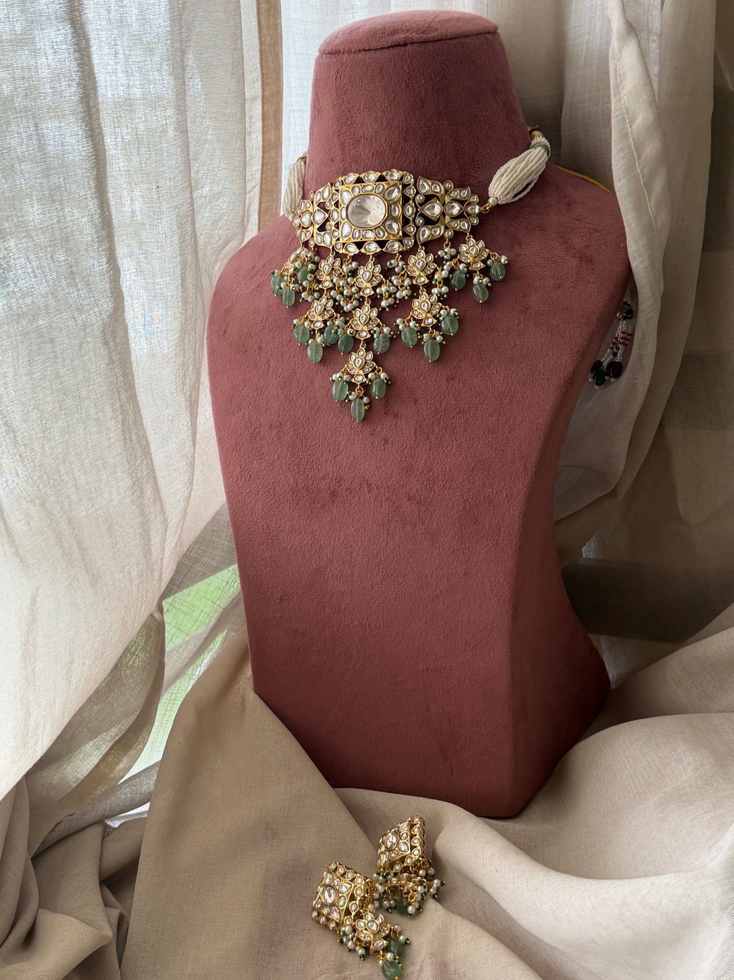 Vidhisha Kundan Polki Choker Necklace Set for Bridal and Festive Wear
