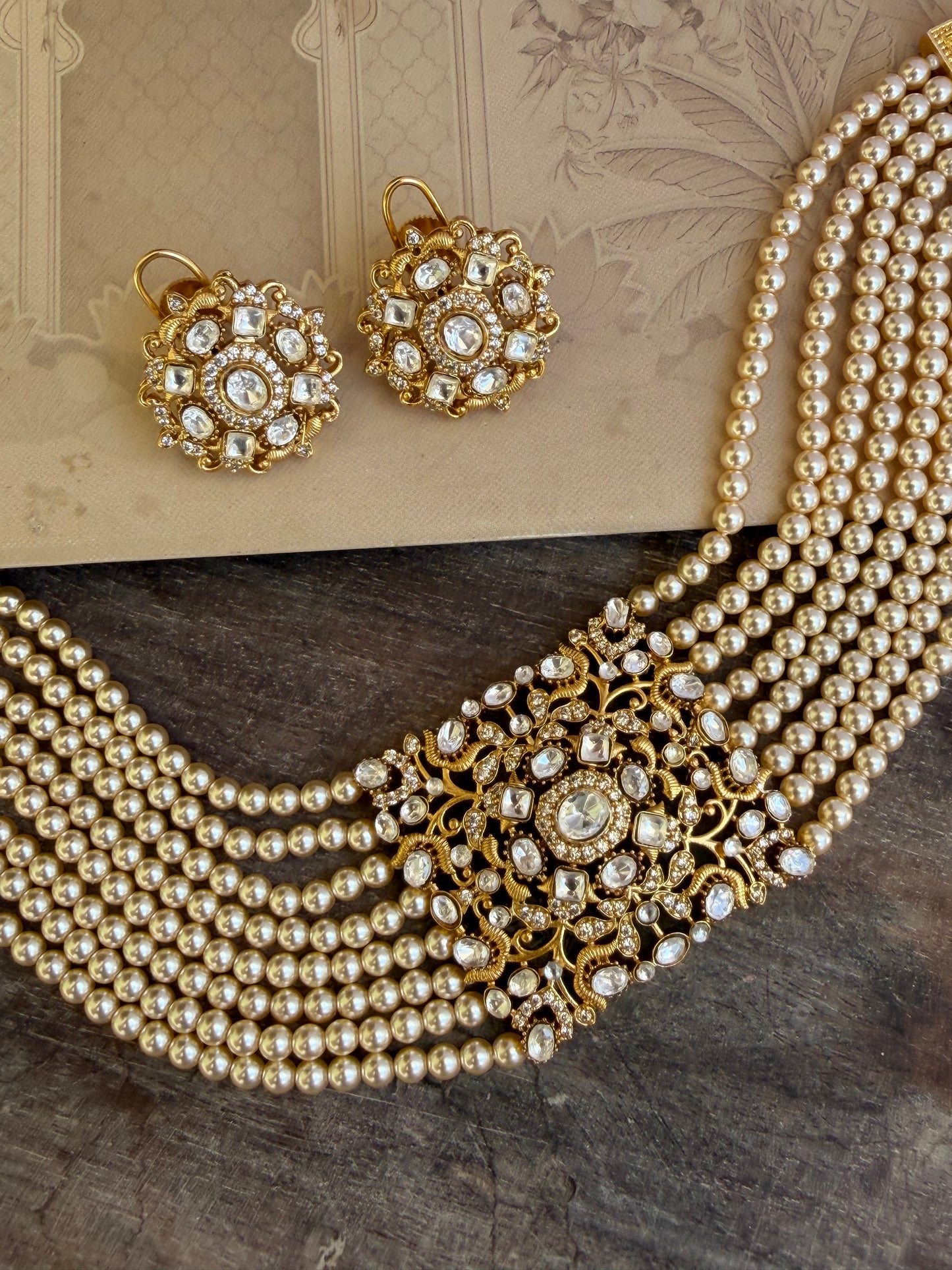 Ananya Kundan Polki and Pearl Choker Necklace set for women