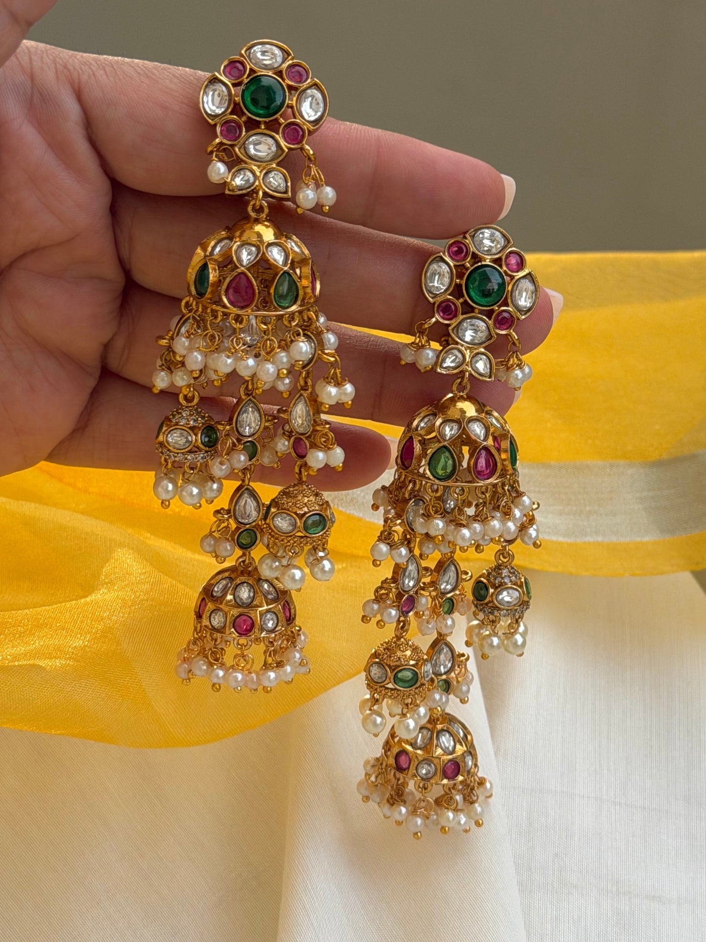 Avatika Kundan Polki Dangler Jhumki Earrings