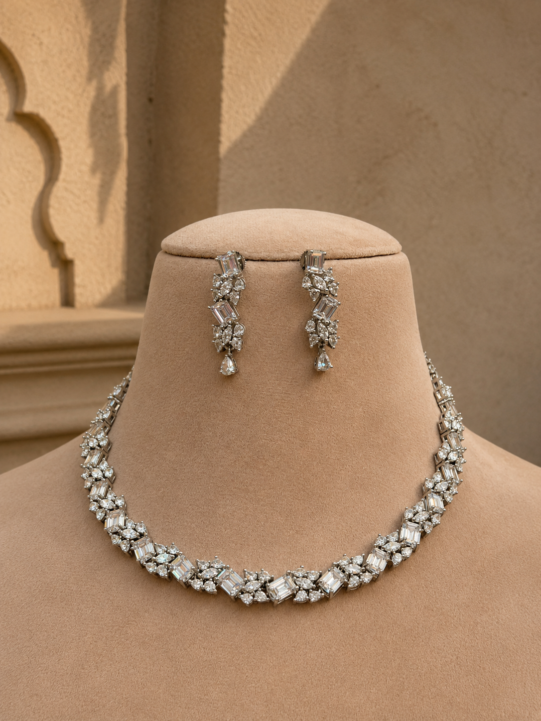 Baria American Diamond Necklace Set for Women for Festive and Wedding Wear