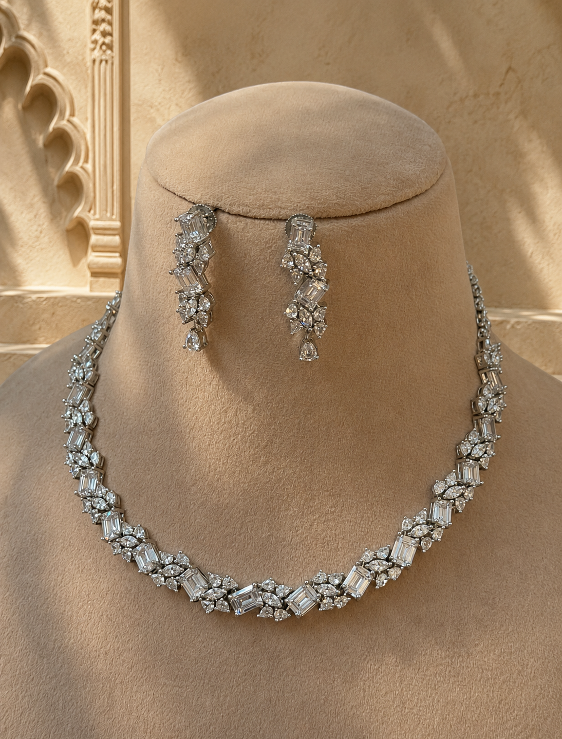 Baria American Diamond Necklace Set for Women for Festive and Wedding Wear
