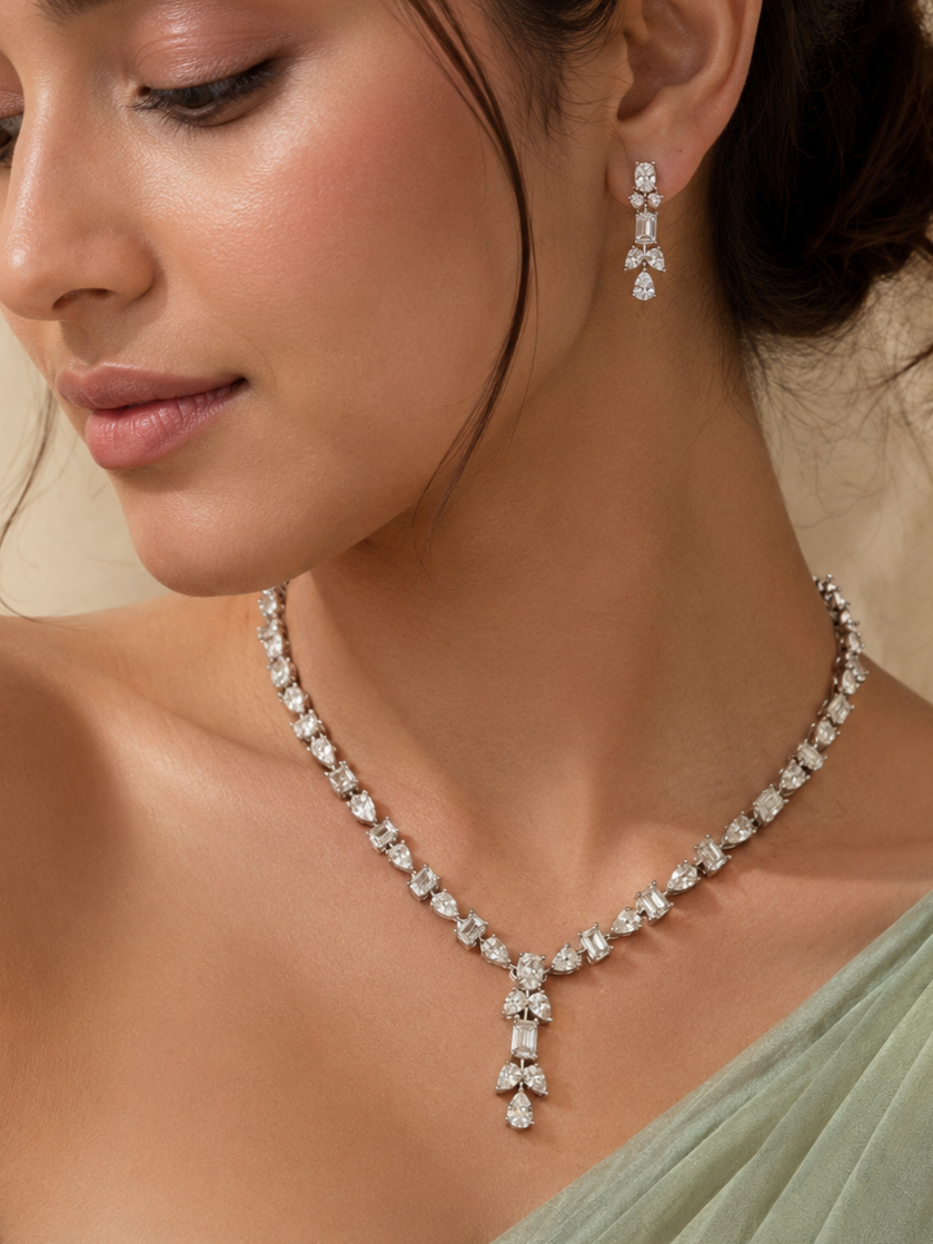 Sheena American Diamond Necklace Set for women for weddings and festive wear