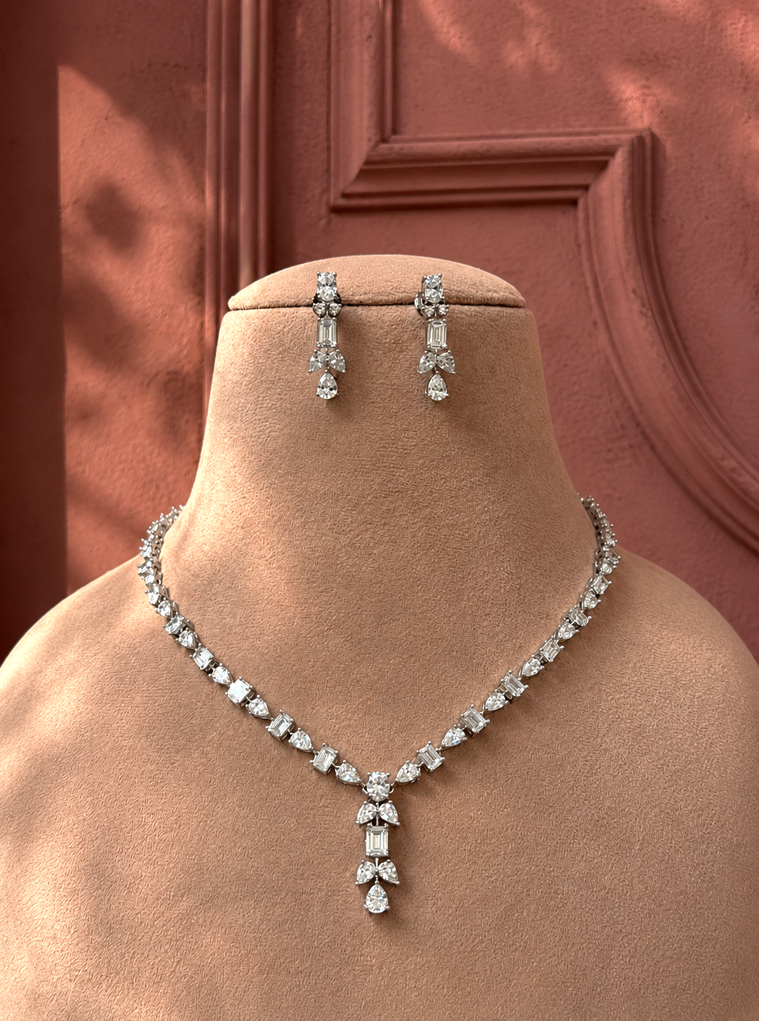 Sheena American Diamond Necklace Set for women for weddings and festive wear