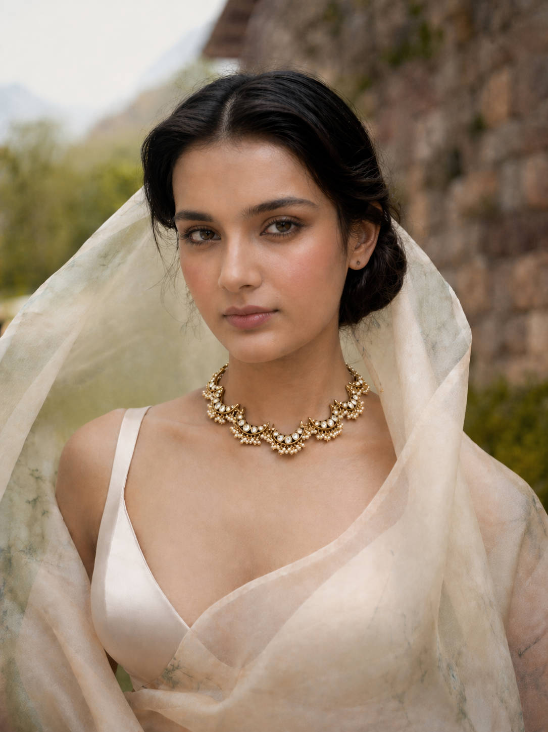 Chaand Polki & Pearl Necklace Set