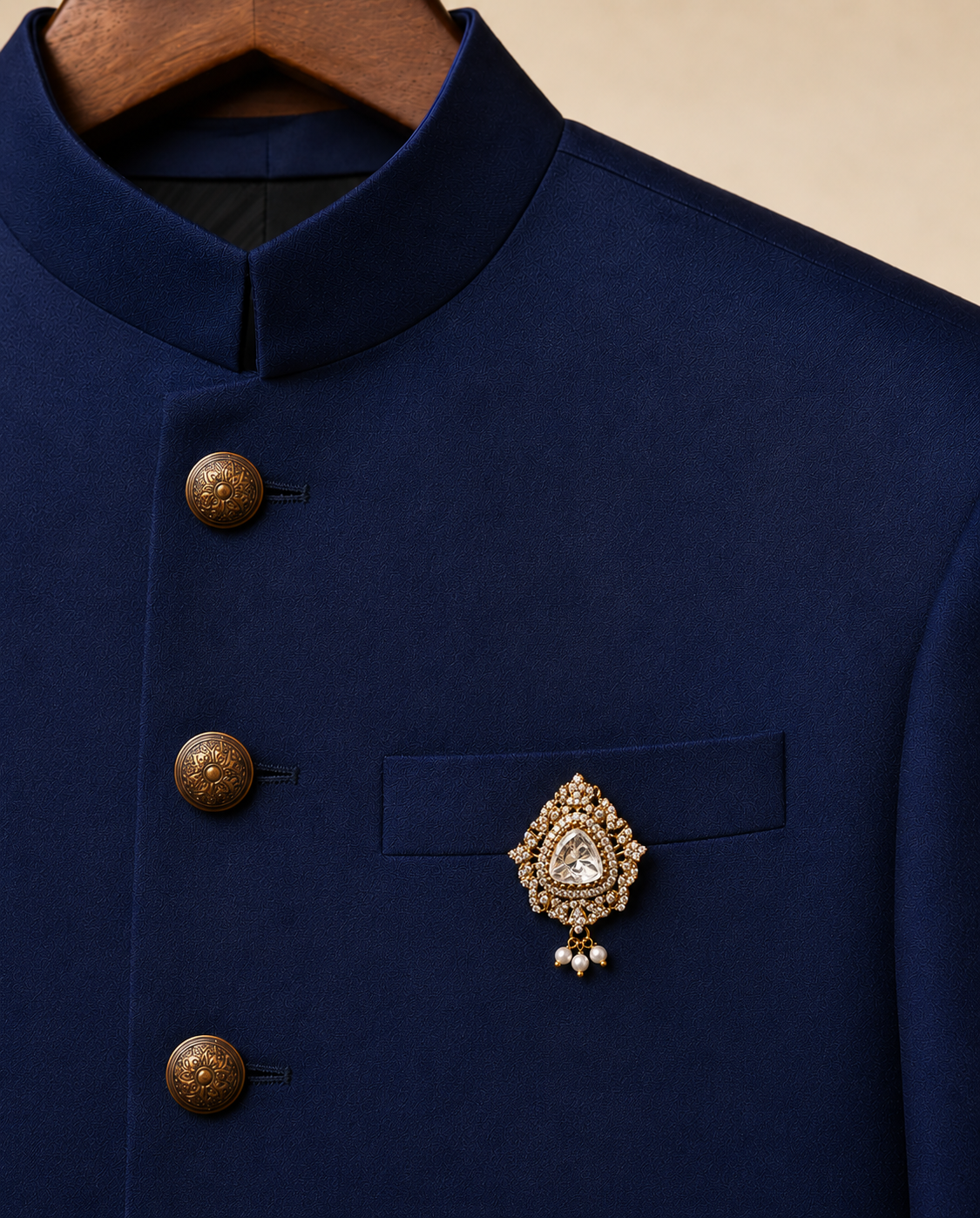 Rajvardhan Men's Polki Brooch for Wedding & Festive Wear