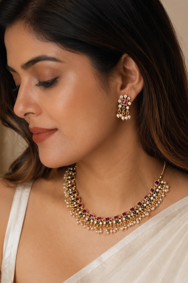 Raktima Pearl Necklace Set