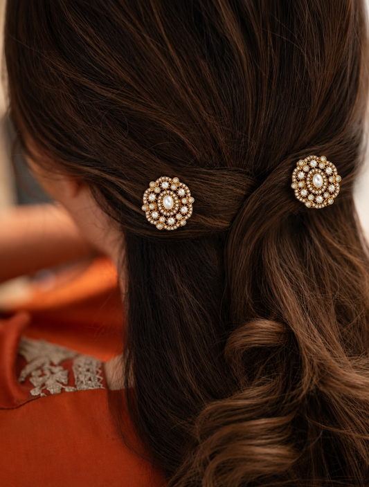 Suhani Polki and Zircon Hair Clip Set of 2