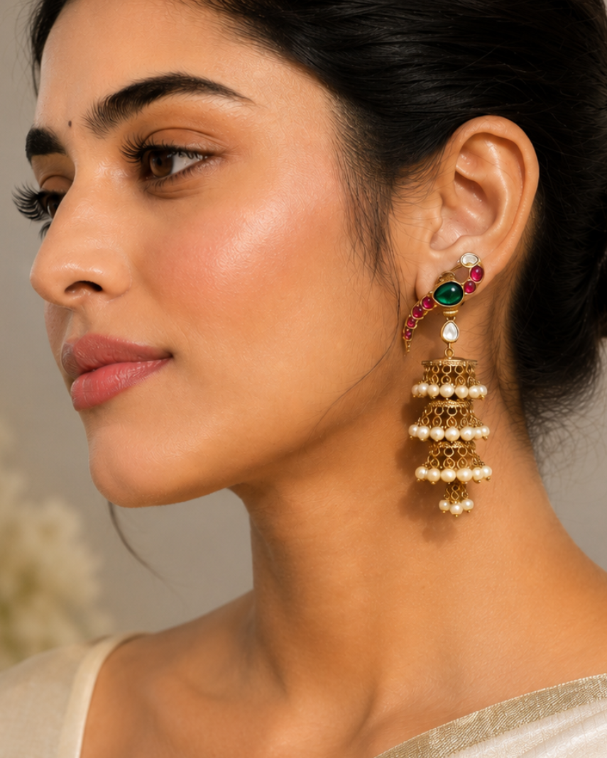 Mayuri Polki Bird Motif Earrings