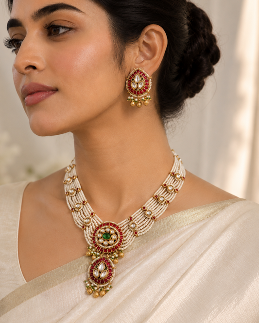 Tulsi Antique Pearl Necklace Set
