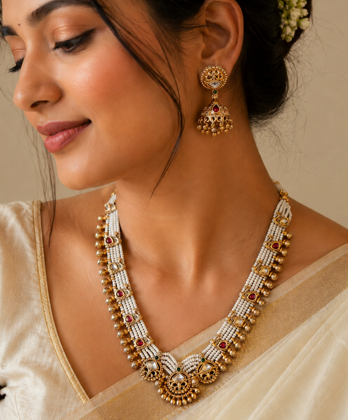 Shringar Antique Pearl Necklace Set
