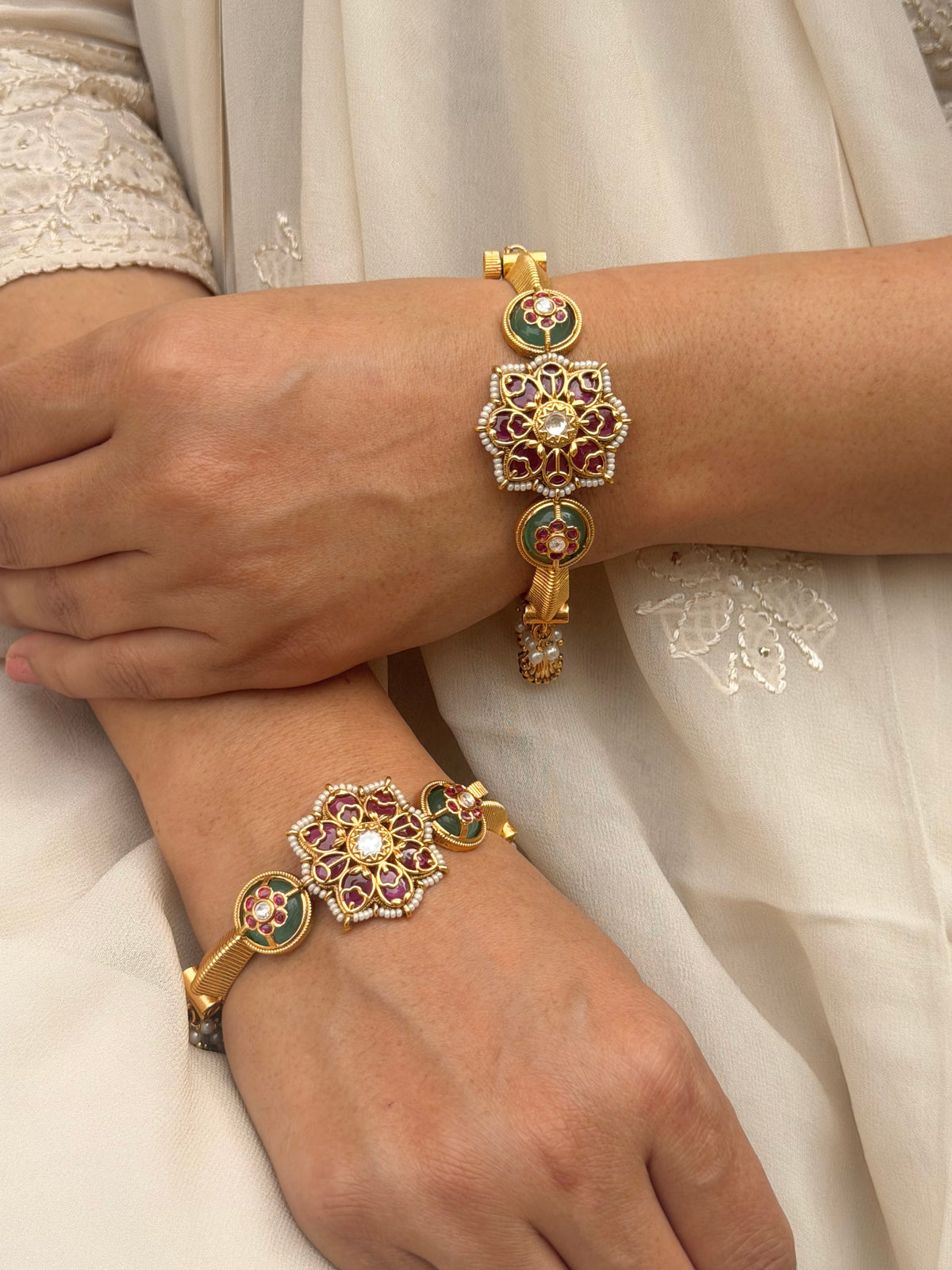 Vasudevan Gold Plated Temple Openable Bangles - Set of 2 - Fits size 2.4-2.6