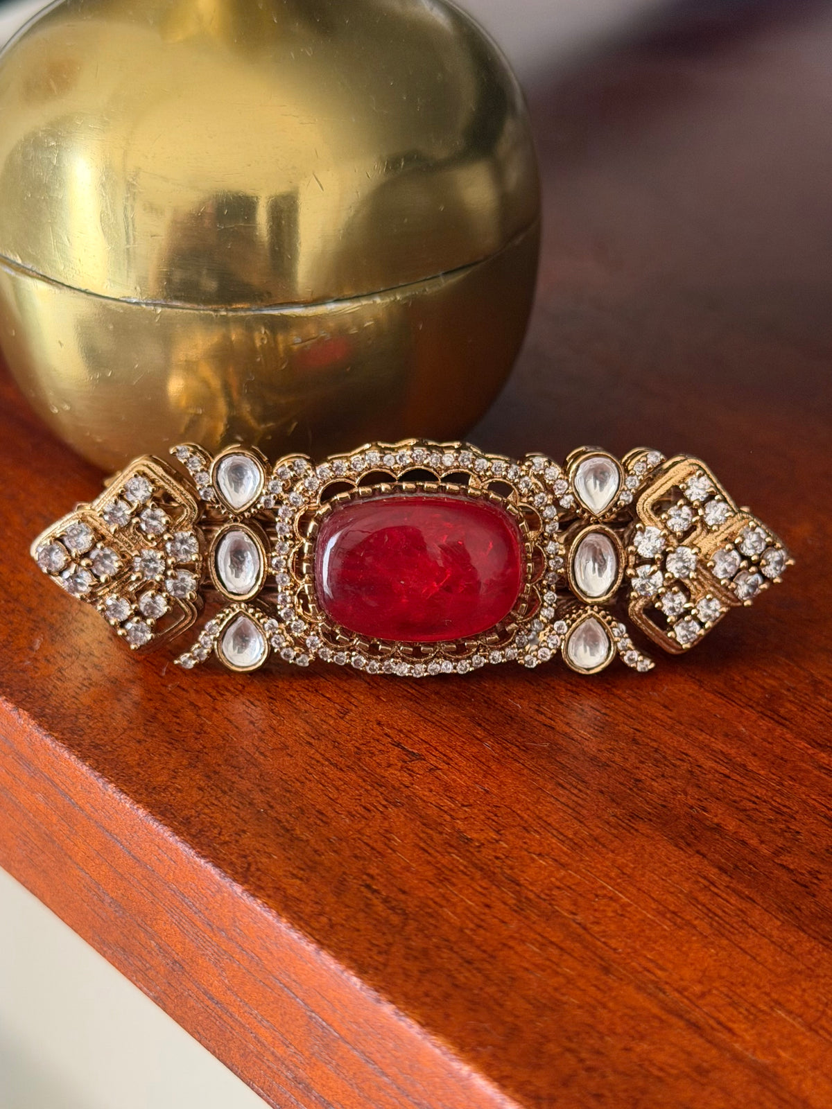 Milaap Ruby Polki Kundan Hair Clip