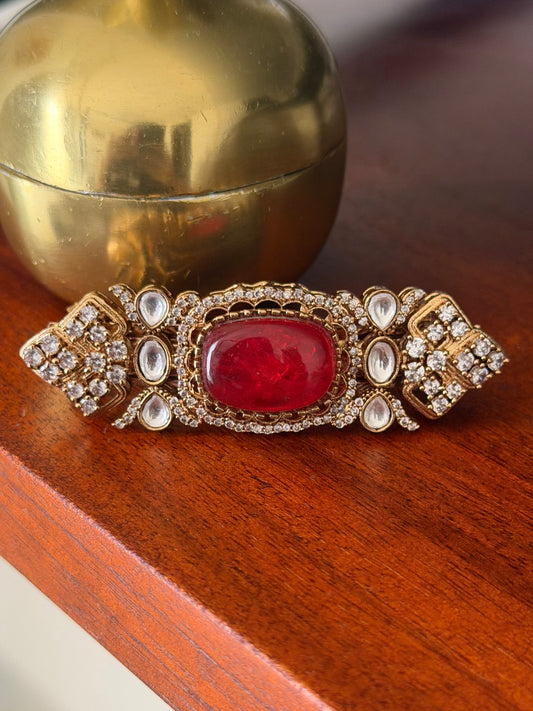 Milaap Ruby Polki Kundan Hair Clip