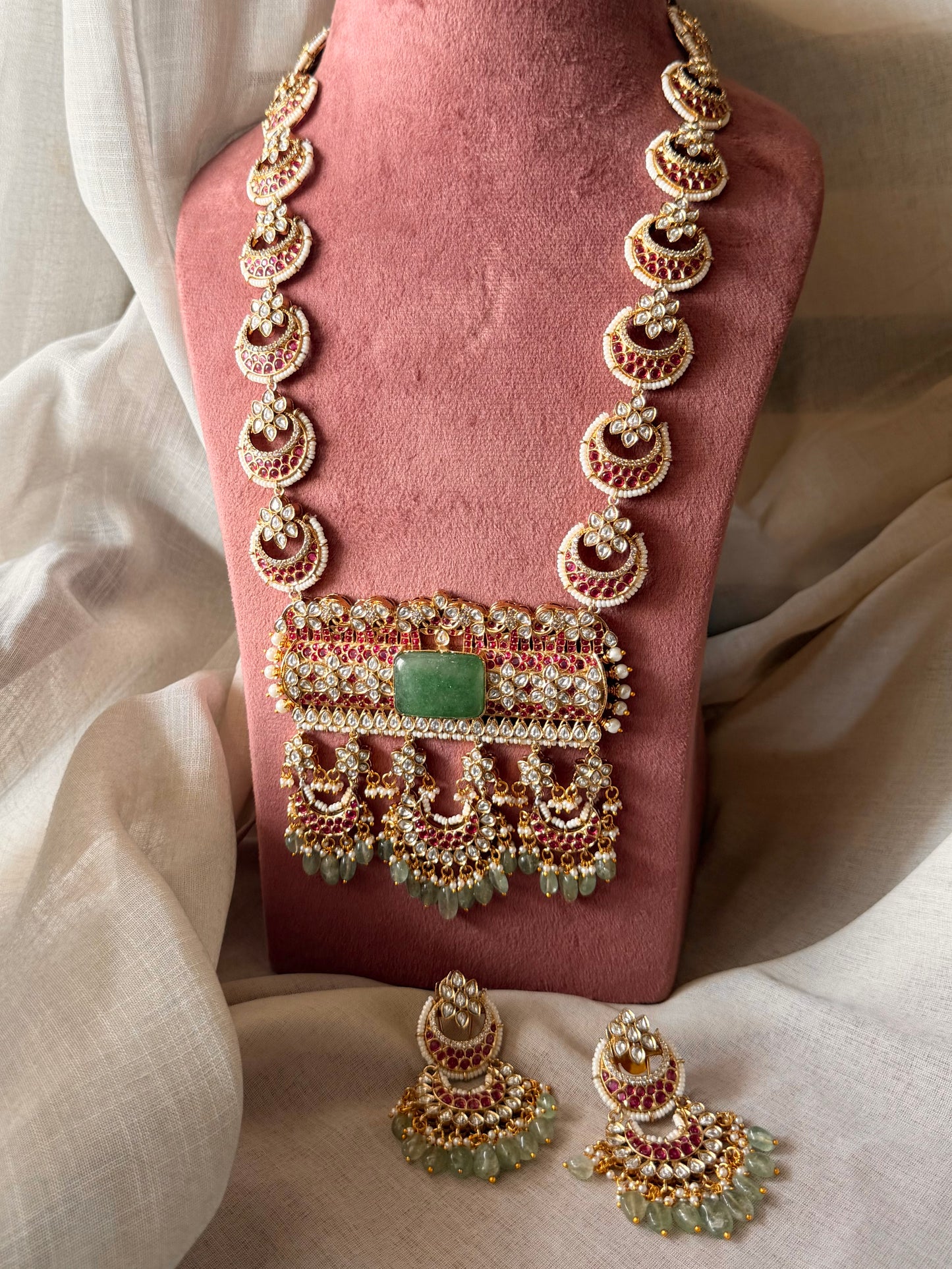 Samidha Long Bridal Necklace Traditional South Indian Design Set